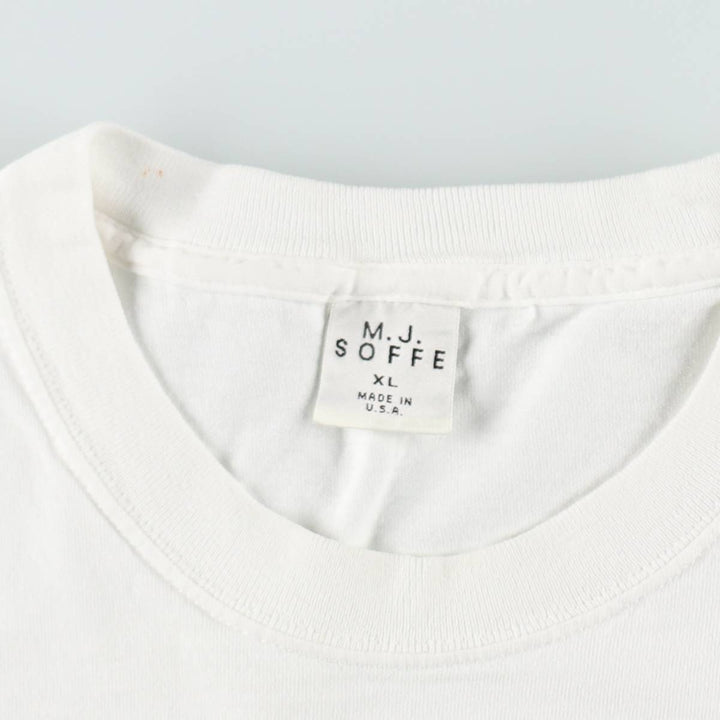 90s-00'S MJSOFFE Printed T-Shirt, Made in USA, Men's XL equivalent, Vintage cotton white type Vintage Second Hand