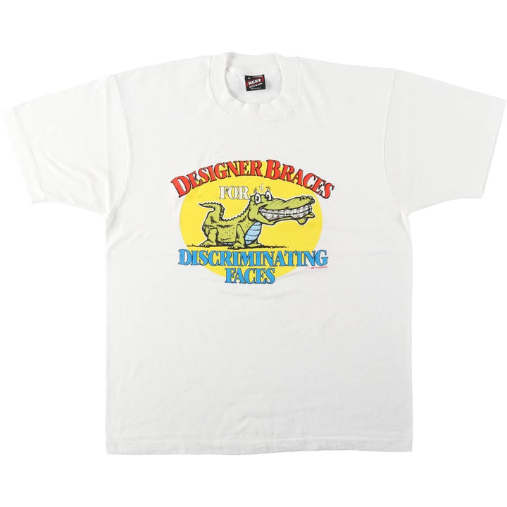 90'S Fruit of the Loom printed T-shirt, made in the USA, men's size L, vintage cotton white type Vintage Second Hand