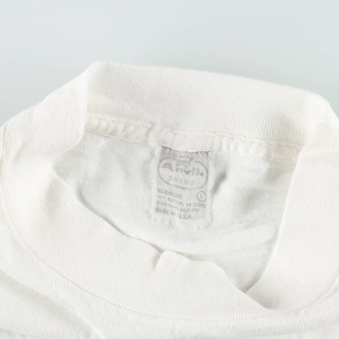 70s-80'S Anvil Print T-Shirt, Made in USA, Men's Size L (Equivalent), Vintage cotton white type Vintage Second Hand