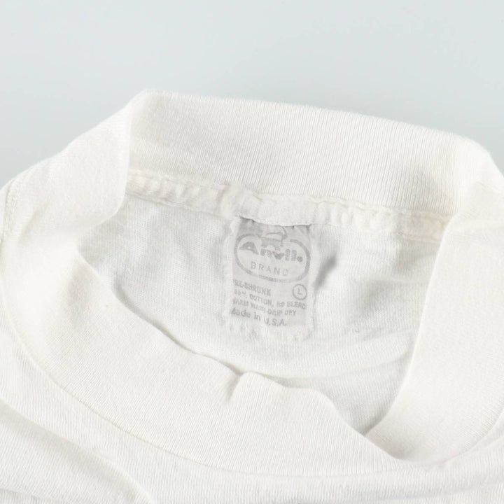 70s-80'S Anvil Print T-Shirt, Made in USA, Men's Size L (Equivalent), Vintage cotton white type Vintage Second Hand