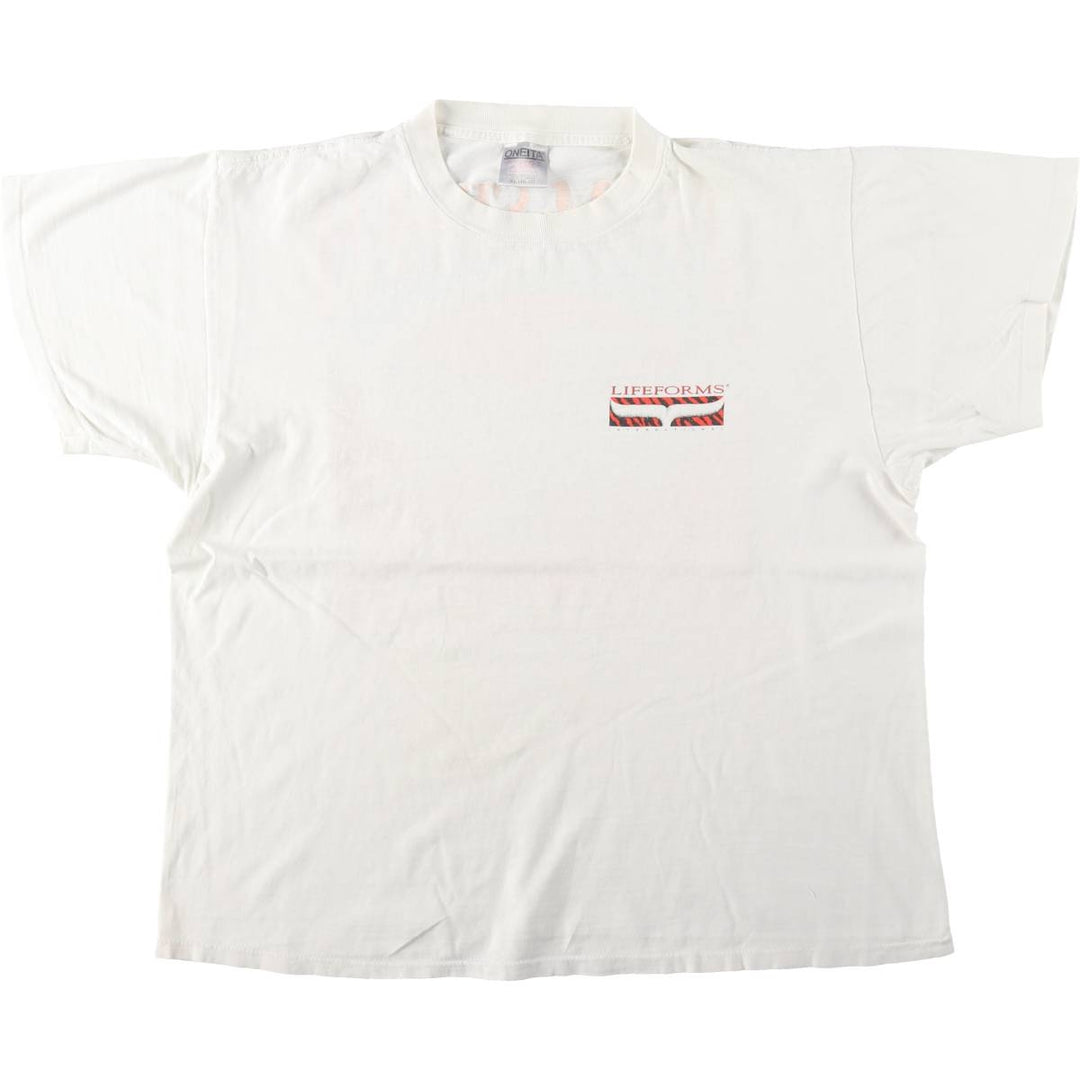 90'S ONEITA POWER-T Print T-Shirt, Men's XL equivalent. cotton white type Vintage Second Hand