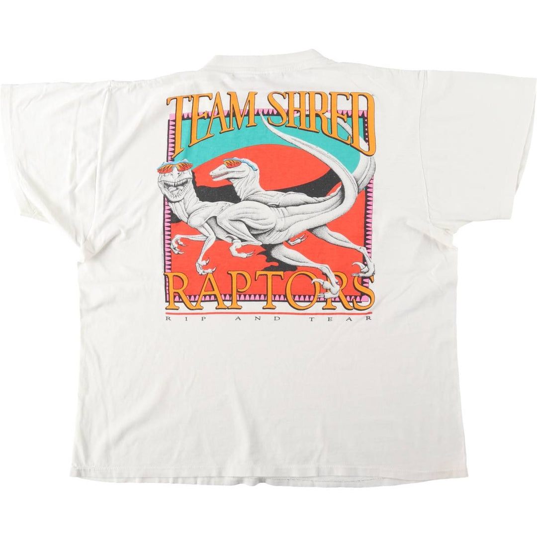 90'S ONEITA POWER-T Print T-Shirt, Men's XL equivalent. cotton white type Vintage Second Hand
