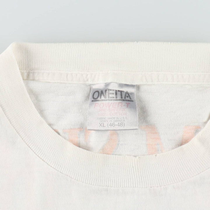 90'S ONEITA POWER-T Print T-Shirt, Men's XL equivalent. cotton white type Vintage Second Hand