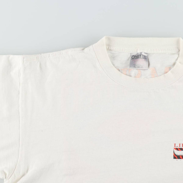 90'S ONEITA POWER-T Print T-Shirt, Men's XL equivalent. cotton white type Vintage Second Hand