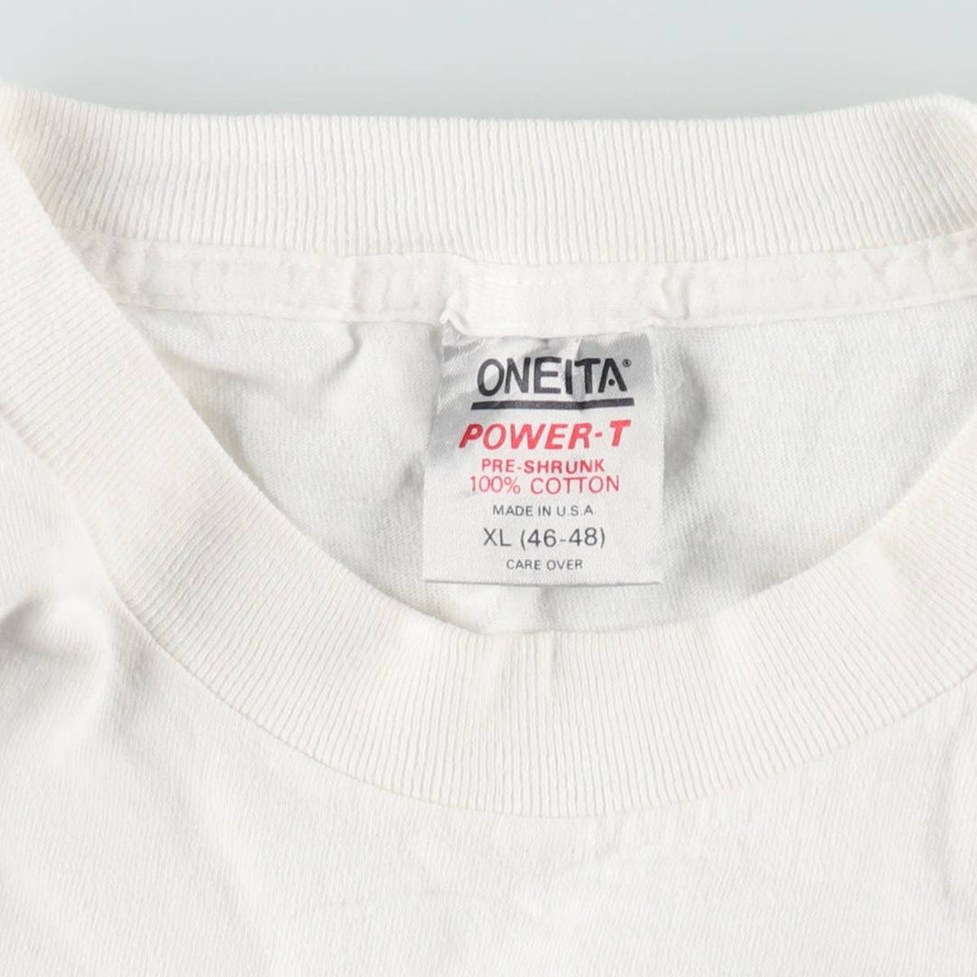 90'S ONEITA POWER-T Made in USA Men's XL equivalent cotton white type Vintage Second Hand
