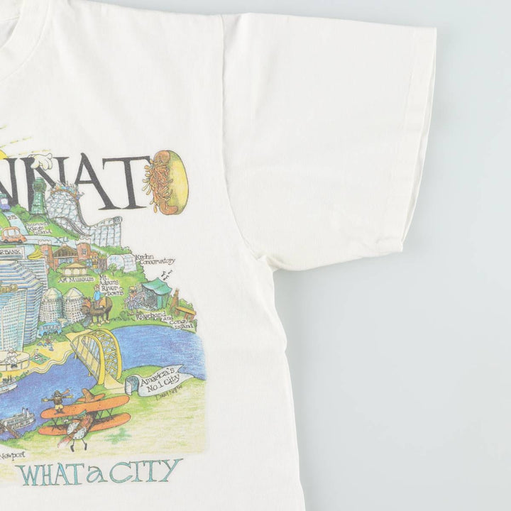 90'S ONEITA POWER-T Print T-Shirt, Men's Size L (equivalent), Crew Neck cotton white type Vintage Second Hand