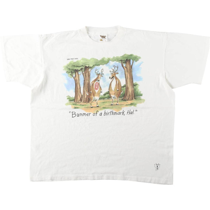 90'S Tennessee River Animal Pattern Print T-Shirt, Made in USA, Men's XL equivalent, Vintage cotton white type Vintage Second Hand