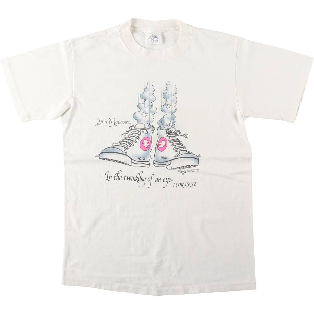 90'S Living Epistles Print T-Shirt, Made in USA, Men's Size L (Equivalent), Vintage cotton white type Vintage Second Hand