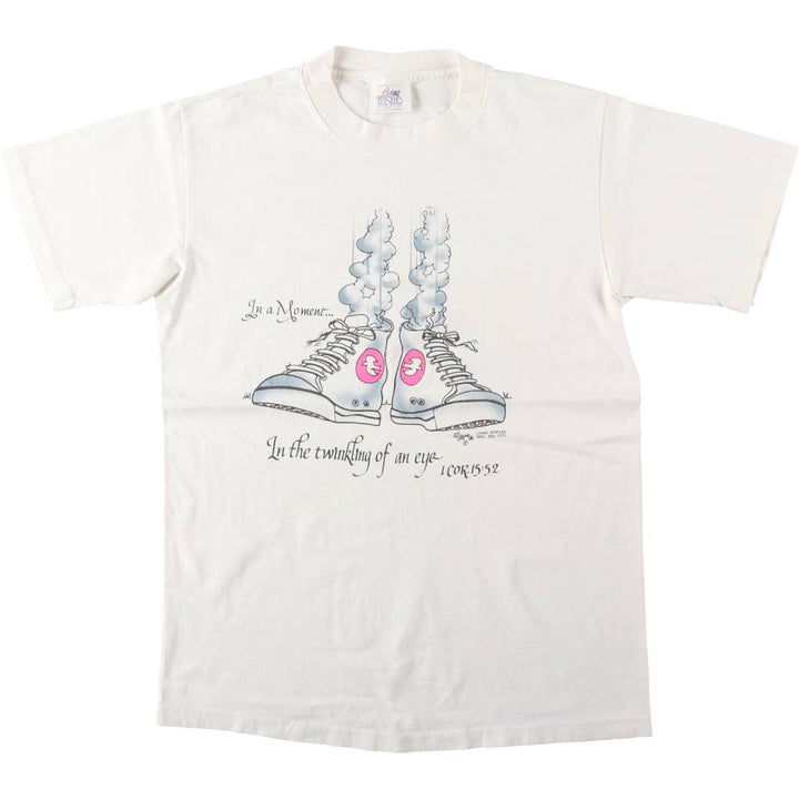 90'S Living Epistles Print T-Shirt, Made in USA, Men's Size L (Equivalent), Vintage cotton white type Vintage Second Hand
