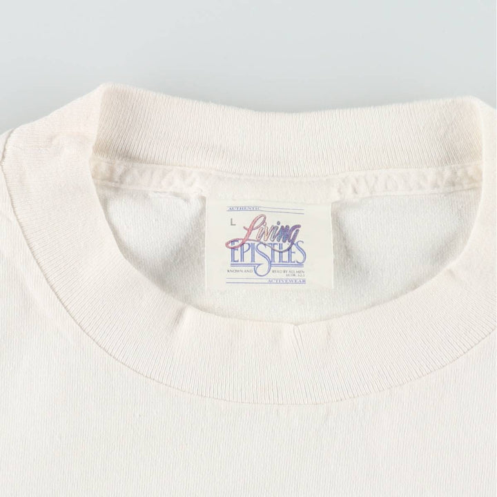 90'S Living Epistles Print T-Shirt, Made in USA, Men's Size L (Equivalent), Vintage cotton white type Vintage Second Hand