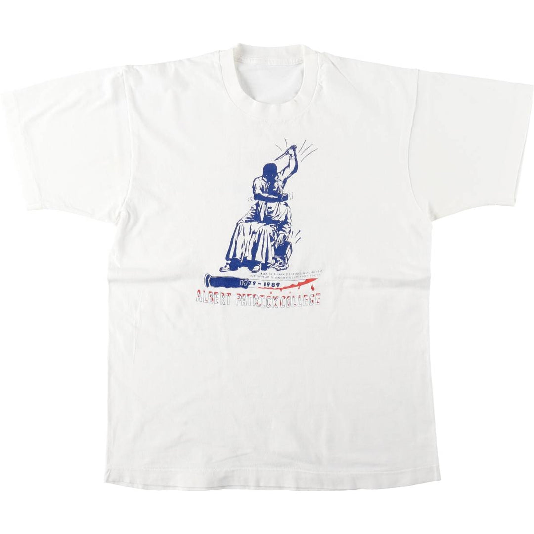 90'S Printed T-shirt, Men's M size unclear white type Vintage Second Hand