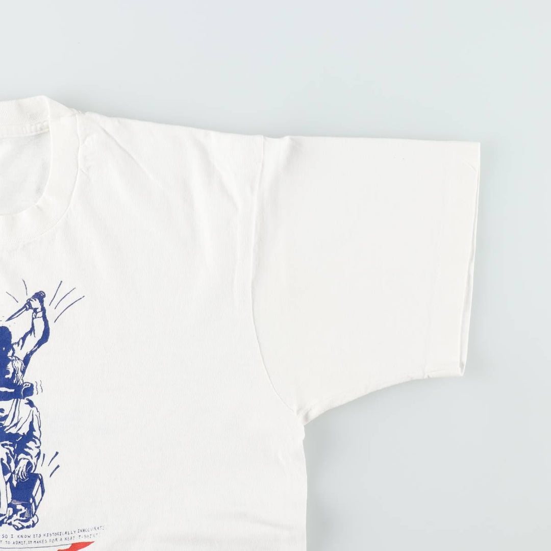90'S Printed T-shirt, Men's M size unclear white type Vintage Second Hand