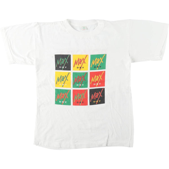 90'S Max Dry Strong White Cider Print T-Shirt, Men's Size L (Equivalent), Vintage cotton white type Vintage Second Hand