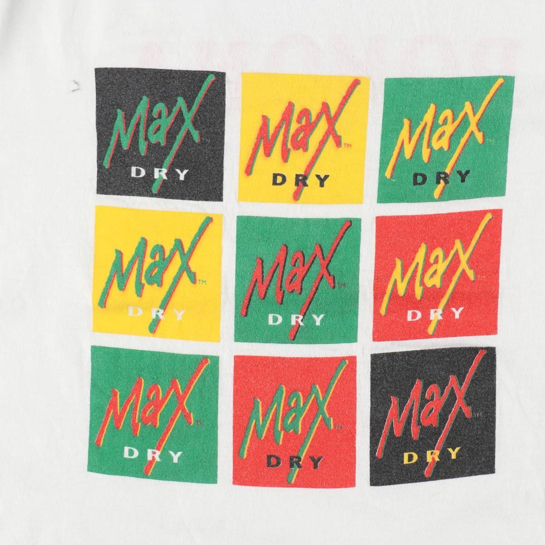 90'S Max Dry Strong White Cider Print T-Shirt, Men's Size L (Equivalent), Vintage cotton white type Vintage Second Hand
