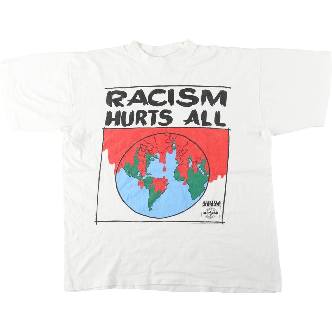 90'S WORLD COLORS Print T-Shirt, Men's XL equivalent, Vintage cotton white type Vintage Second Hand