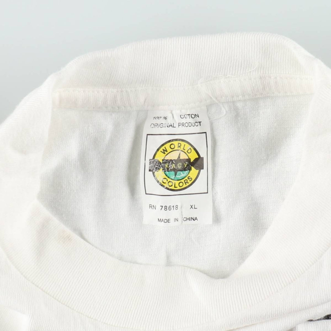90'S WORLD COLORS Print T-Shirt, Men's XL equivalent, Vintage cotton white type Vintage Second Hand