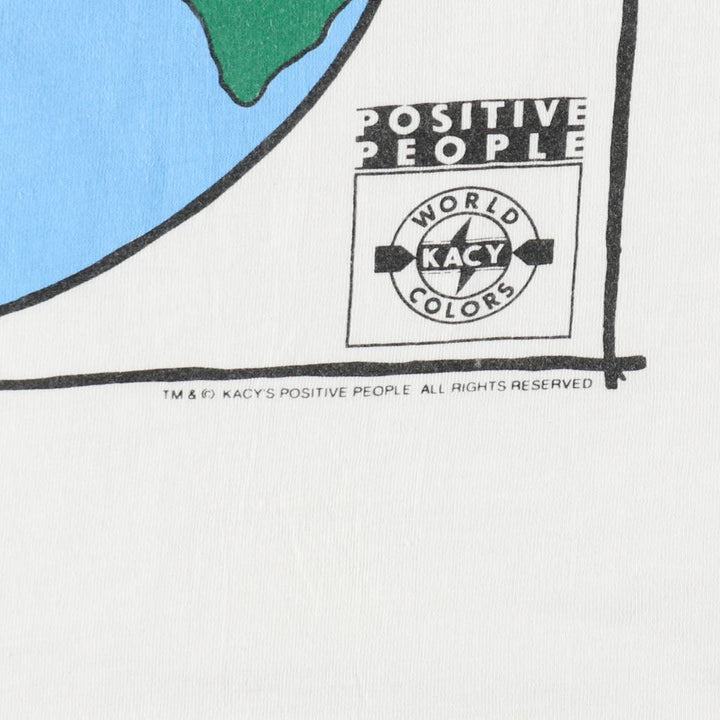 90'S WORLD COLORS Print T-Shirt, Men's XL equivalent, Vintage cotton white type Vintage Second Hand