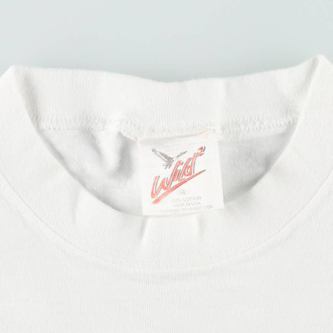 90'S Wild Print T-Shirt, Made in USA, Men's Size L (Equivalent), Vintage cotton white type Vintage Second Hand