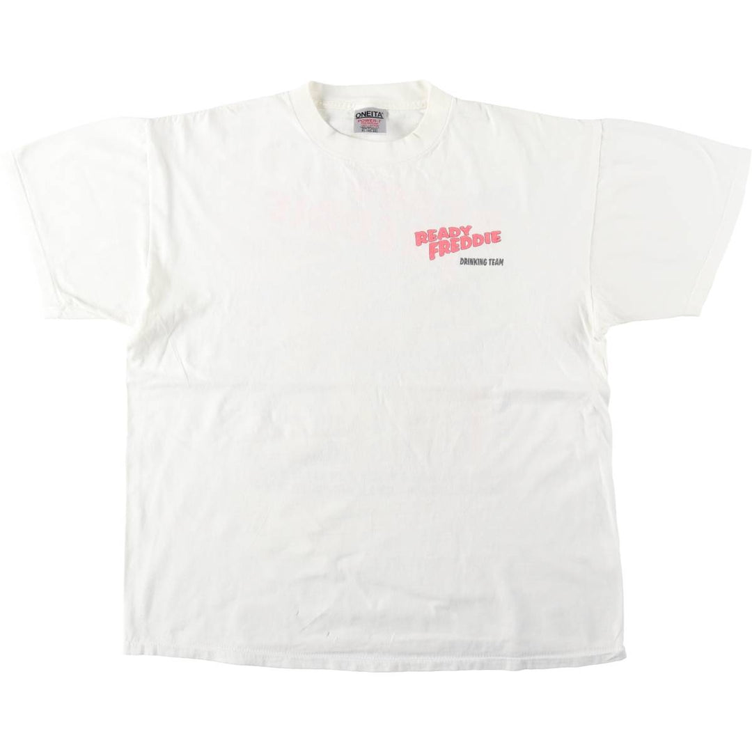 90'S ONEITA POWER-T Print T-Shirt, Men's XL equivalent. cotton white type Vintage Second Hand