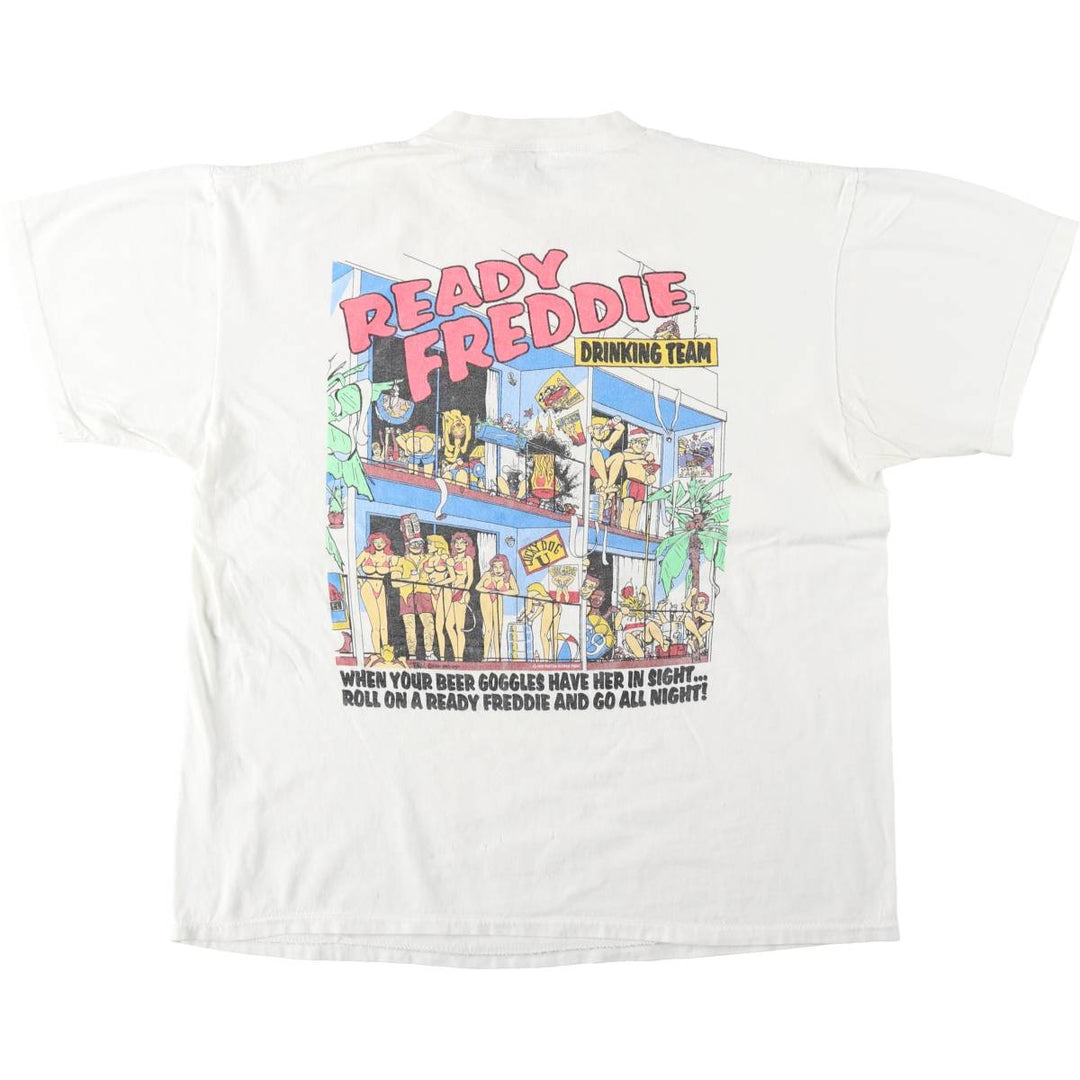 90'S ONEITA POWER-T Print T-Shirt, Men's XL equivalent. cotton white type Vintage Second Hand
