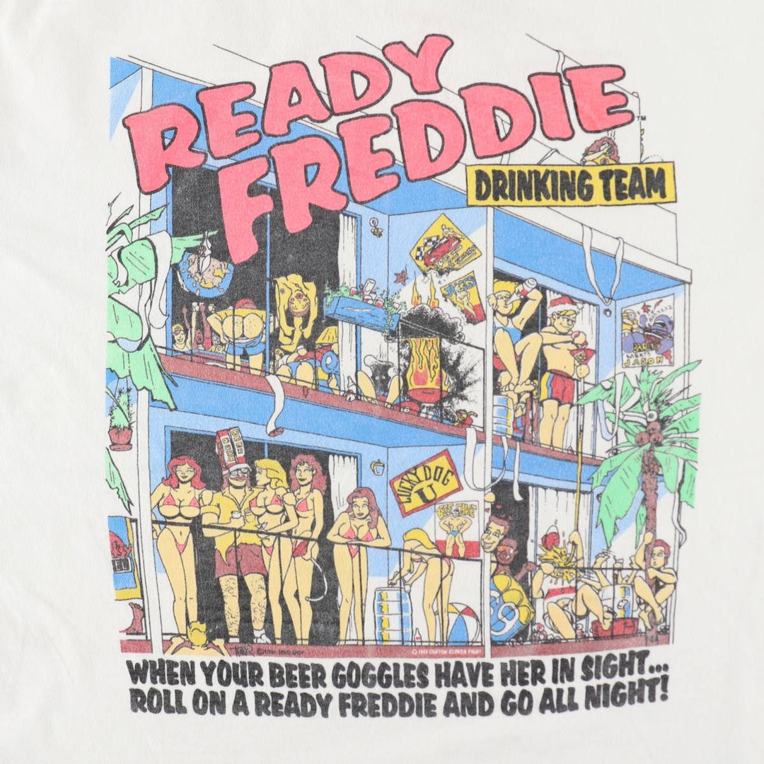 90'S ONEITA POWER-T Print T-Shirt, Men's XL equivalent. cotton white type Vintage Second Hand