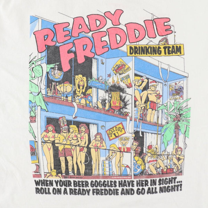 90'S ONEITA POWER-T Print T-Shirt, Men's XL equivalent. cotton white type Vintage Second Hand
