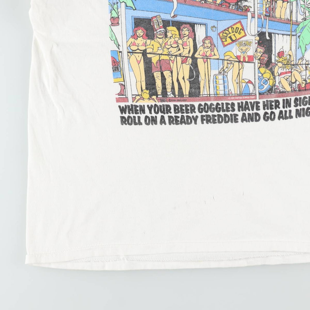 90'S ONEITA POWER-T Print T-Shirt, Men's XL equivalent. cotton white type Vintage Second Hand