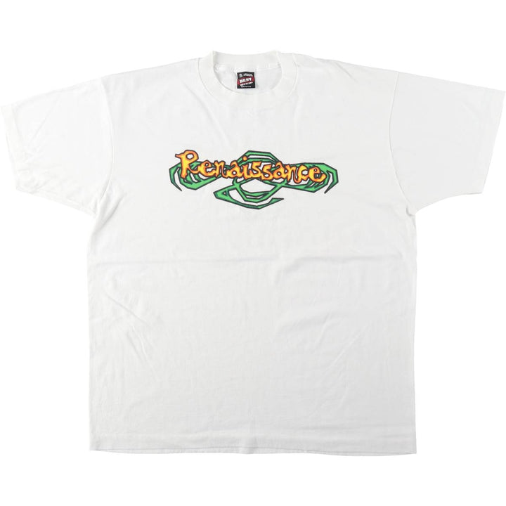 90'S Fruit of the Loom Best Print T-Shirt, Made in USA, Men's Size XL (approx.) cotton white type Vintage Second Hand