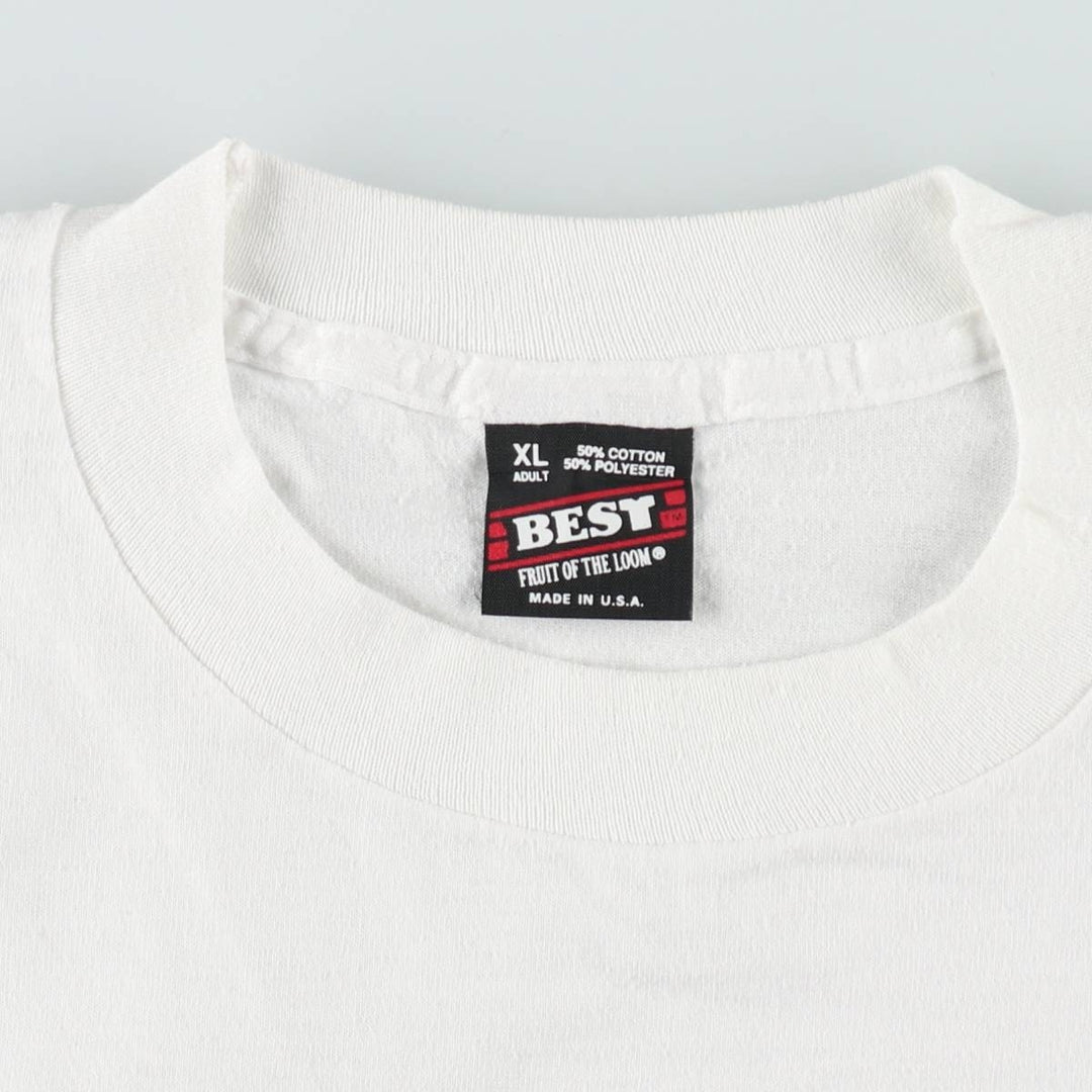 90'S Fruit of the Loom Best Print T-Shirt, Made in USA, Men's Size XL (approx.) cotton white type Vintage Second Hand