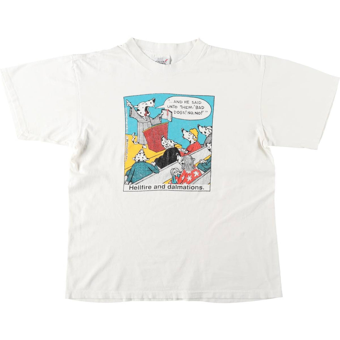 90'S CRITICS CHOICE Print T-Shirt, Made in USA, Men's Size L (Equivalent), Vintage cotton white type Vintage Second Hand