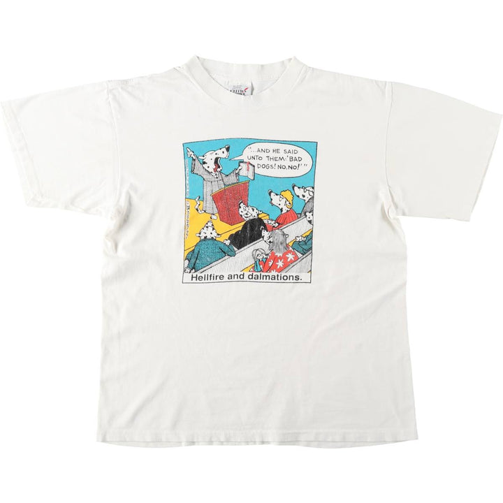 90'S CRITICS CHOICE Print T-Shirt, Made in USA, Men's Size L (Equivalent), Vintage cotton white type Vintage Second Hand