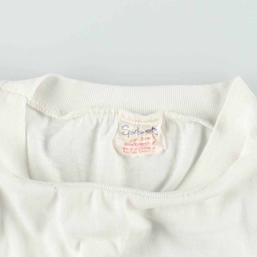 90'S Sportsweats Rabbit Pattern Print T-Shirt, Made in Canada, Men's Size L (approx.), Crew Neck (Round Neck), Vintage cotton white type Vintage Second Hand