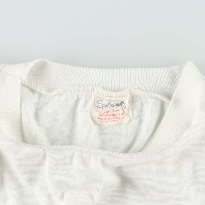 90'S Sportsweats Rabbit Pattern Print T-Shirt, Made in Canada, Men's Size L (approx.), Crew Neck (Round Neck), Vintage cotton white type Vintage Second Hand