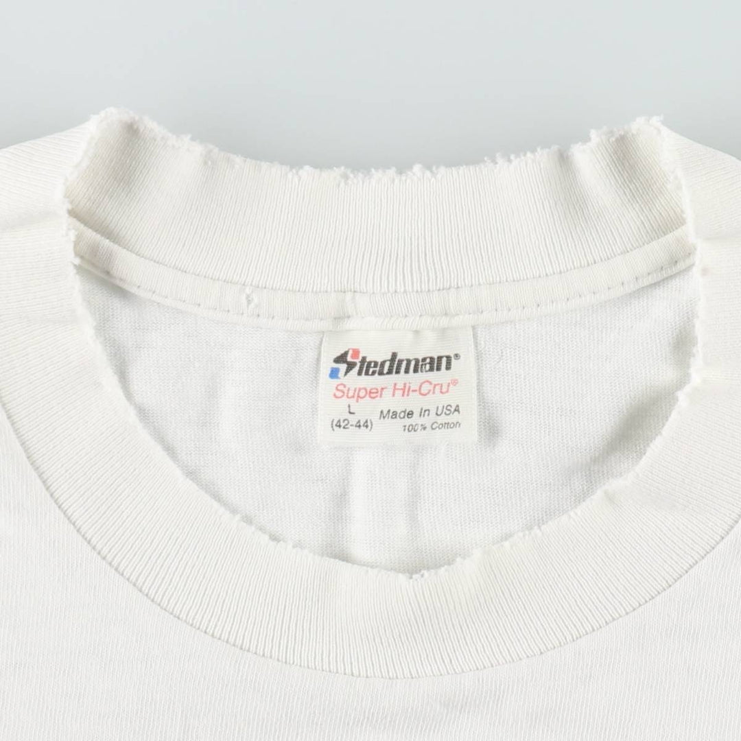 90'S STEDMAN Super HI CRU Print T-Shirt, Made in USA, Men's Size L (approx.) cotton white type Vintage Second Hand