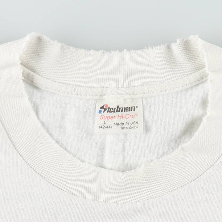 90'S STEDMAN Super HI CRU Print T-Shirt, Made in USA, Men's Size L (approx.) cotton white type Vintage Second Hand