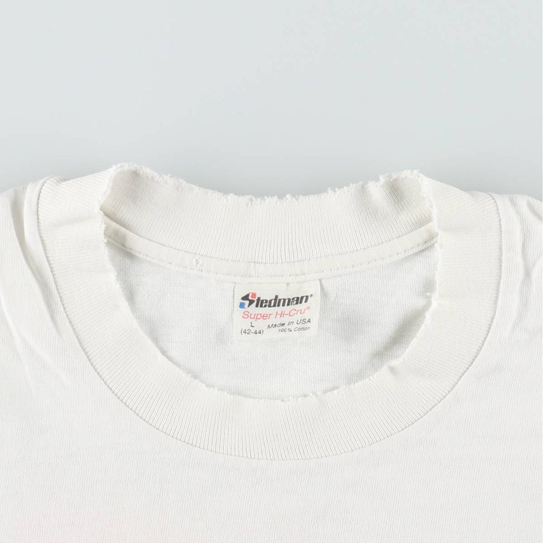 90'S STEDMAN Super HI CRU Print T-Shirt, Made in USA, Men's Size L (approx.) cotton white type Vintage Second Hand