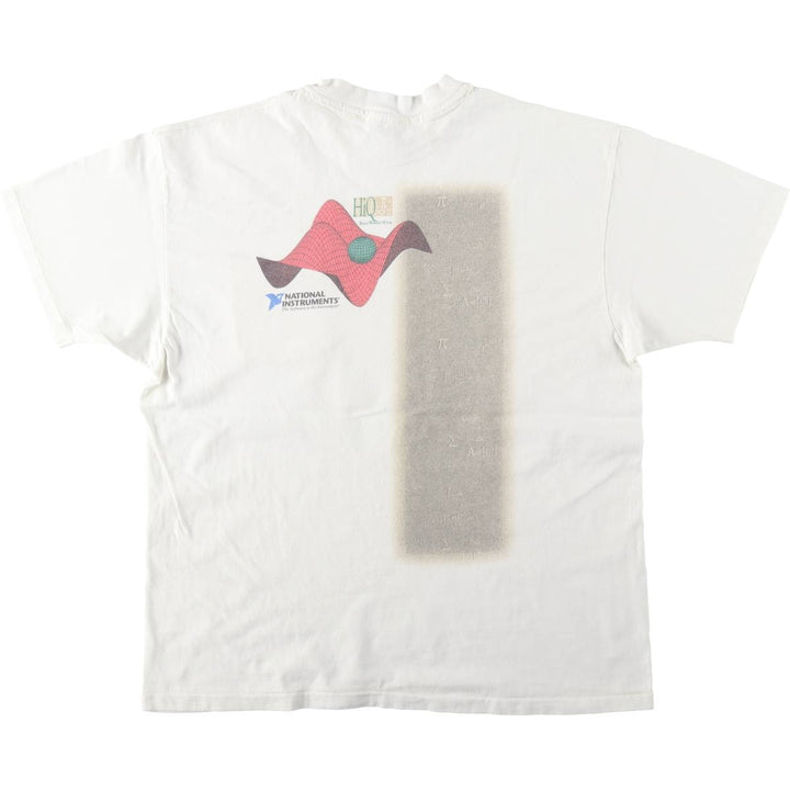 90'S Hanes BEEFY-T National Instruments Print T-Shirt, Made in USA, Men's XL equivalent, Vintage cotton white type Vintage Second Hand
