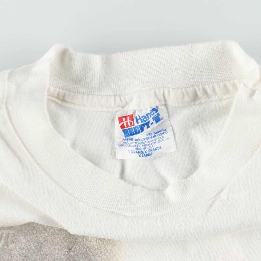 90'S Hanes BEEFY-T National Instruments Print T-Shirt, Made in USA, Men's XL equivalent, Vintage cotton white type Vintage Second Hand