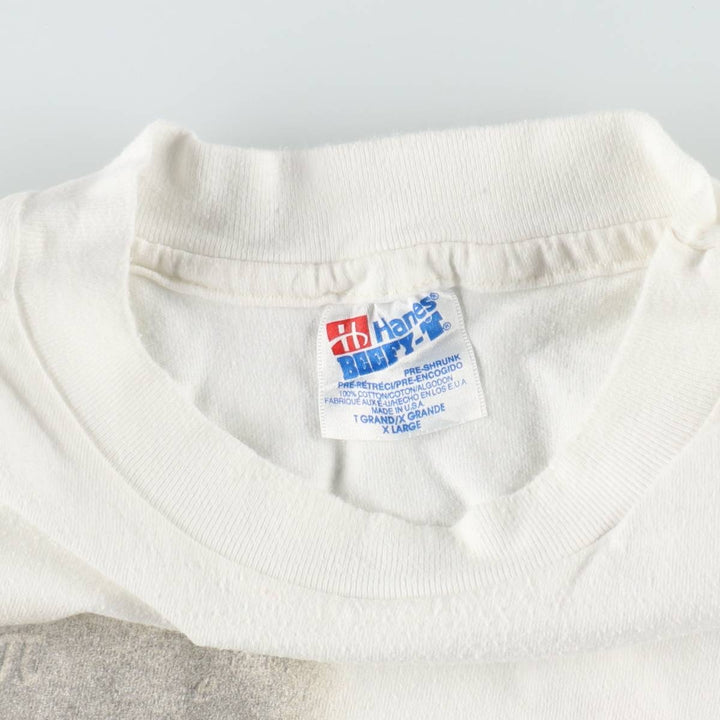 90'S Hanes BEEFY-T National Instruments Print T-Shirt, Made in USA, Men's XL equivalent, Vintage cotton white type Vintage Second Hand