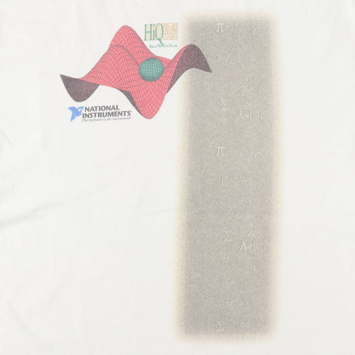 90'S Hanes BEEFY-T National Instruments Print T-Shirt, Made in USA, Men's XL equivalent, Vintage cotton white type Vintage Second Hand