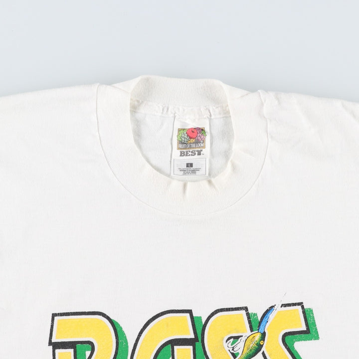 90'S Fruit of the Loom Best Fish Print T-Shirt, Men's Size XL (approx.) cotton white type Vintage Second Hand