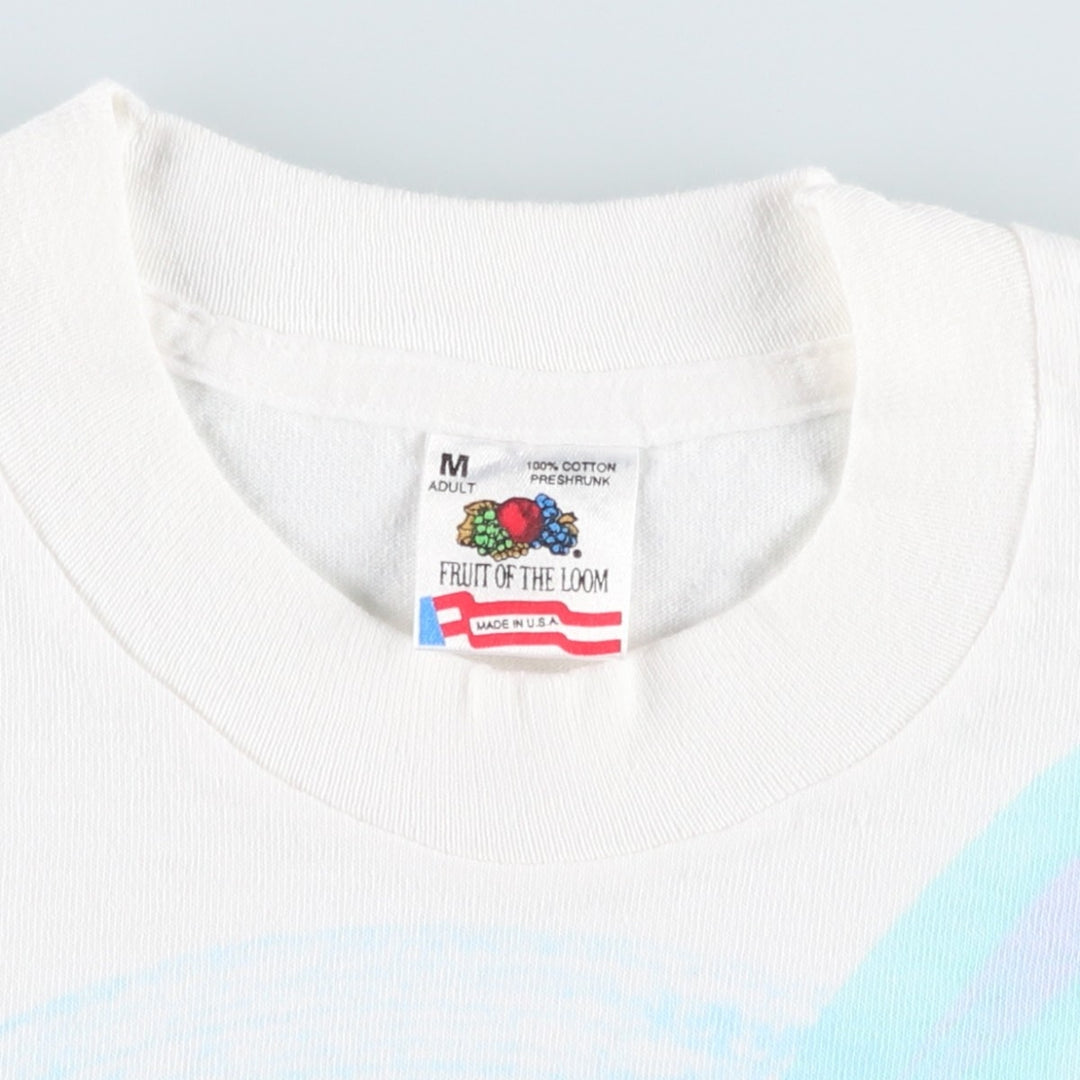 90'S Fruit of the Loom printed T-shirt, made in the USA, men's size M, vintage cotton white type Vintage Second Hand