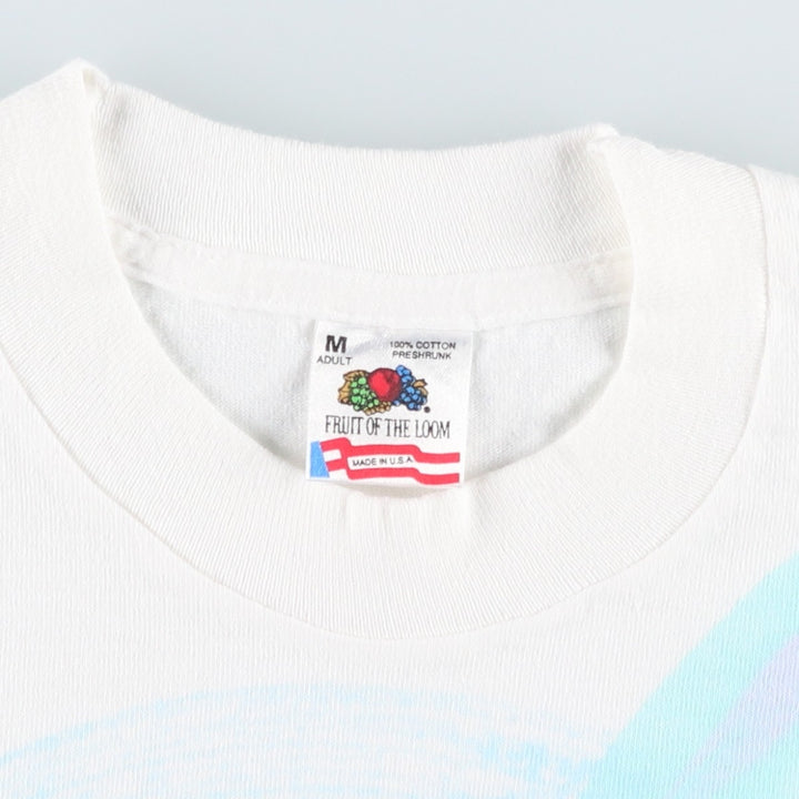 90'S Fruit of the Loom printed T-shirt, made in the USA, men's size M, vintage cotton white type Vintage Second Hand