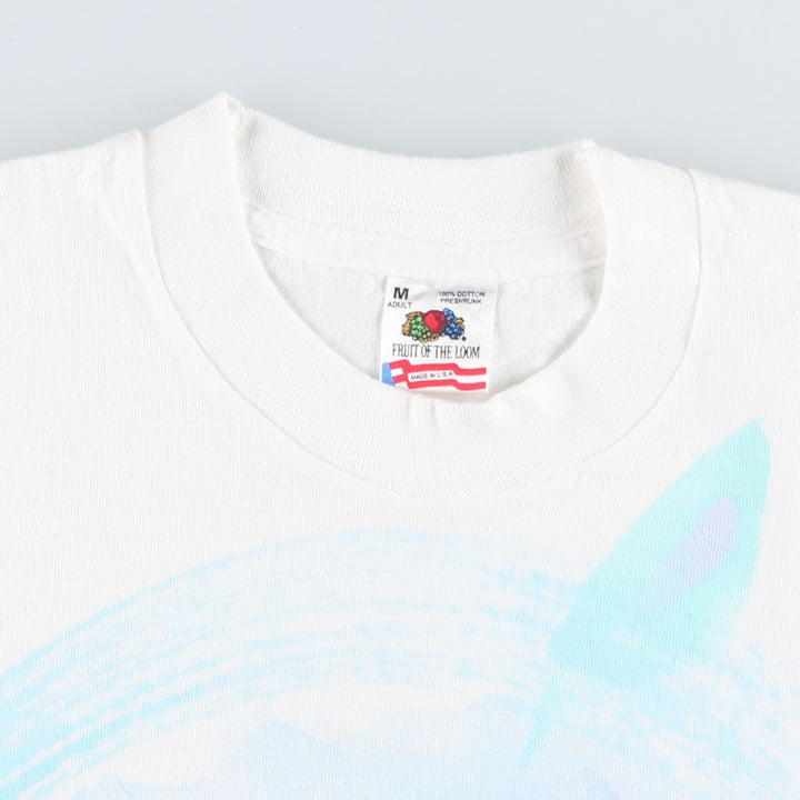 90'S Fruit of the Loom printed T-shirt, made in the USA, men's size M, vintage cotton white type Vintage Second Hand
