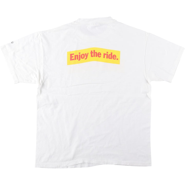90'S Hanes BEEFY-T Blue Tag Message Print T-Shirt, Made in USA, Men's Size L (Equivalent), Vintage cotton white type Vintage Second Hand