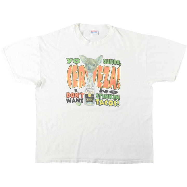2000'S Hanes Heavyweight Dog Pattern Parody Print T-Shirt, Men's Size XL (approx.) cotton white type Vintage Second Hand