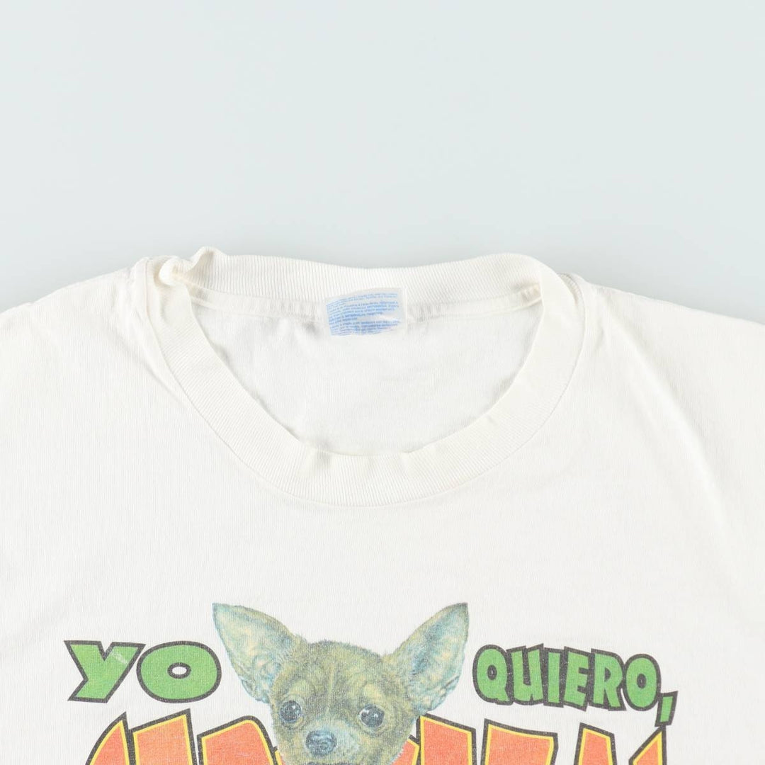 2000'S Hanes Heavyweight Dog Pattern Parody Print T-Shirt, Men's Size XL (approx.) cotton white type Vintage Second Hand