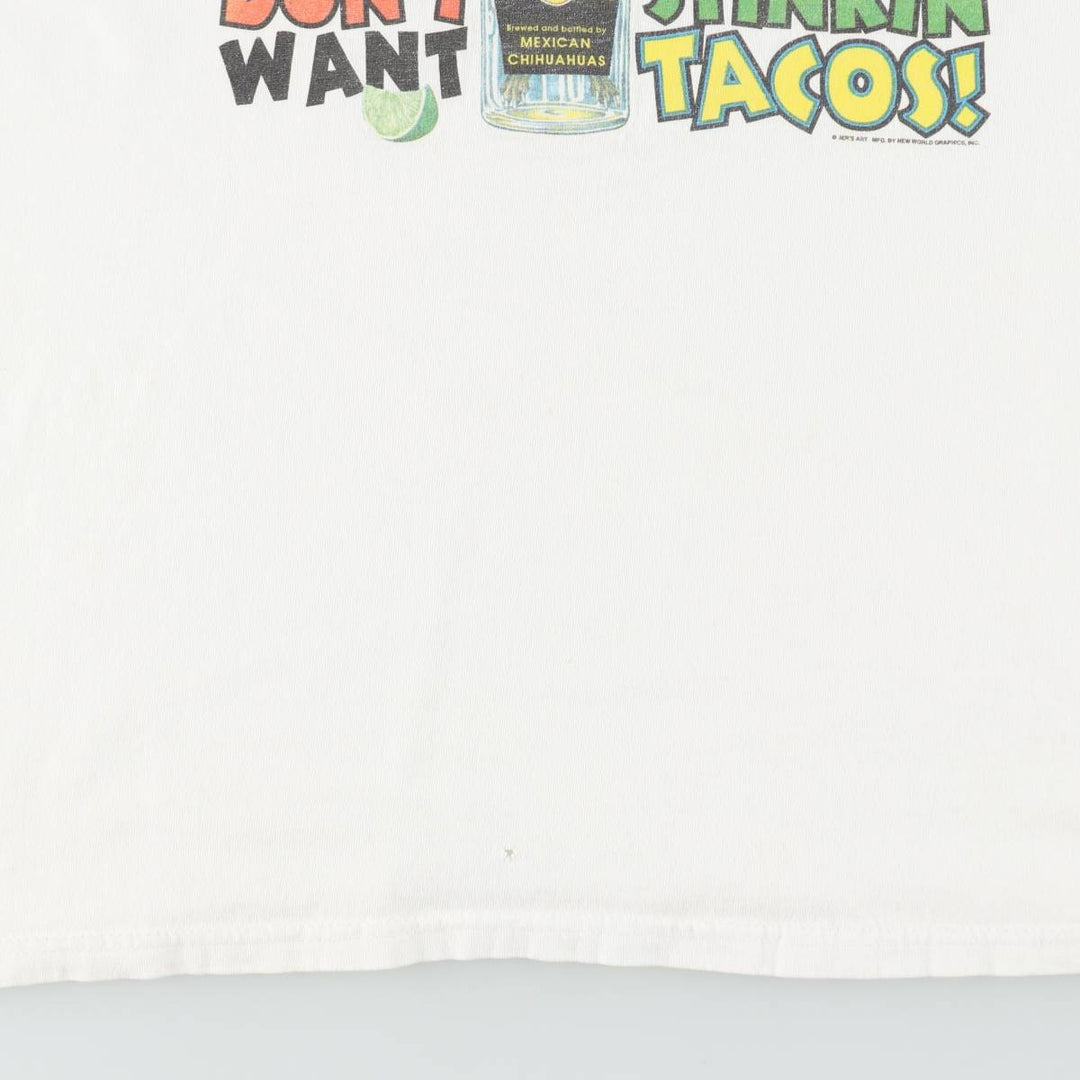 2000'S Hanes Heavyweight Dog Pattern Parody Print T-Shirt, Men's Size XL (approx.) cotton white type Vintage Second Hand