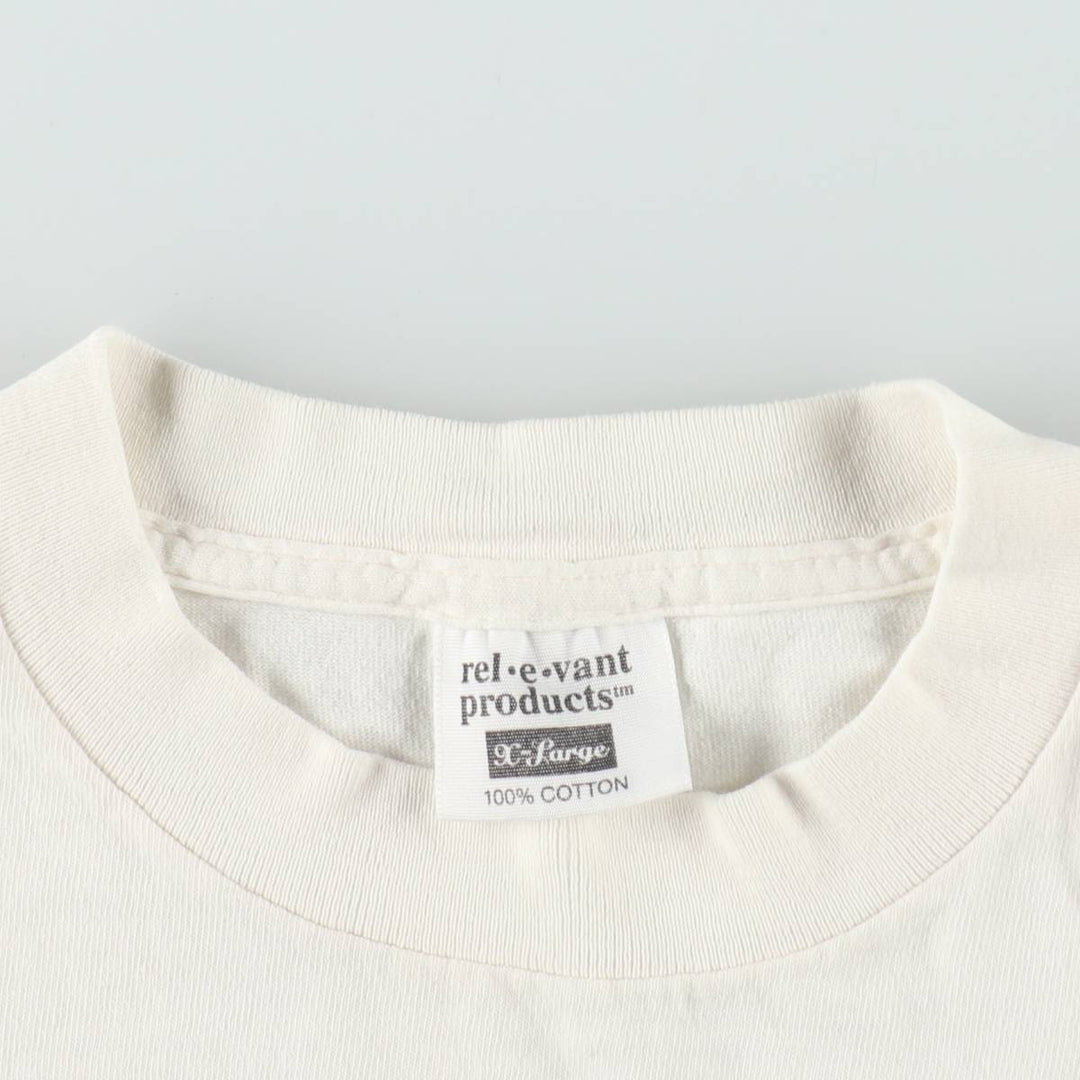 90'S Rel e vant products Botanical Pattern Print T-Shirt, Made in USA, Men's XL equivalent, Vintage cotton ivory Vintage Second Hand