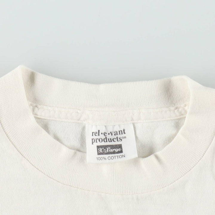 90'S Rel e vant products Botanical Pattern Print T-Shirt, Made in USA, Men's XL equivalent, Vintage cotton ivory Vintage Second Hand